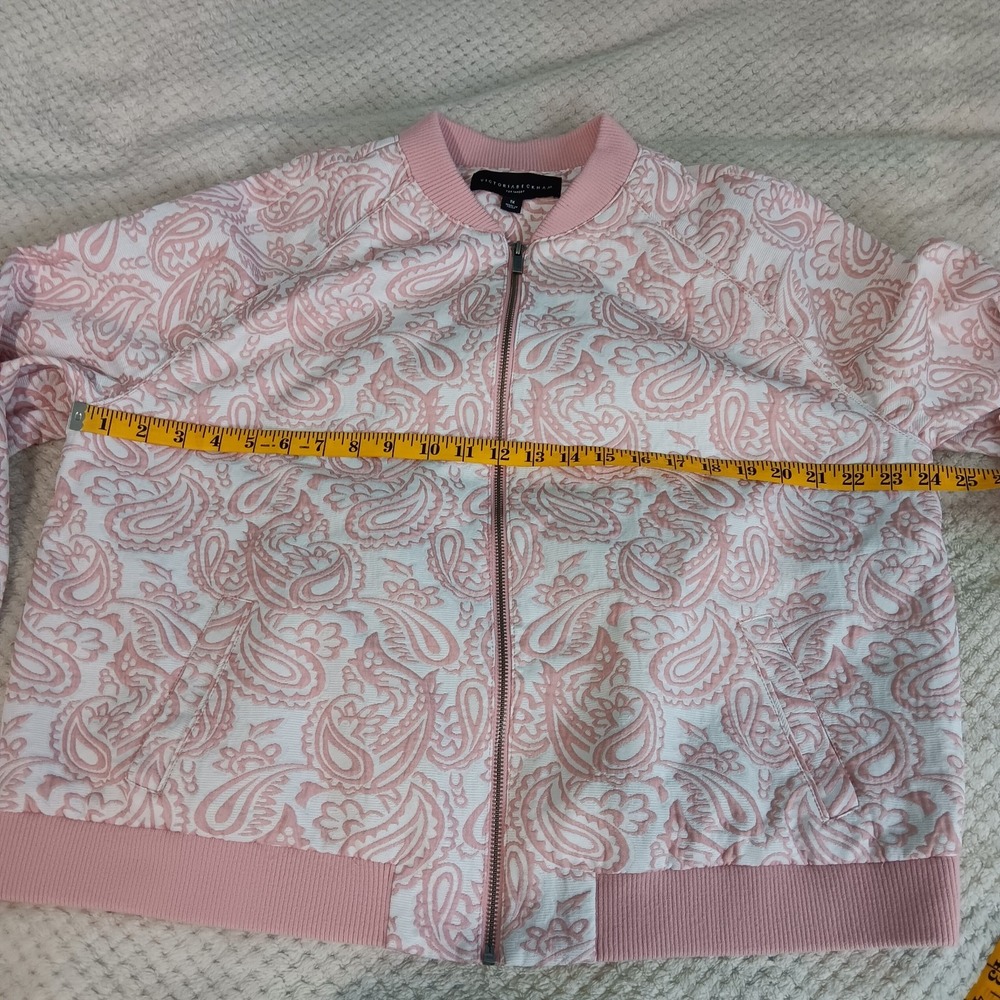 Womens‎ Victoria Beckham Jacket 1 X Pink Embroidered White Paisley Girly Bomber - Picture 5 of 9
